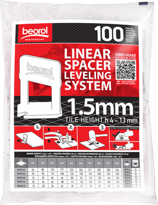 Клипсы для выравнивания плитки Beorol 1.5мм / 8606017657620 (100шт)