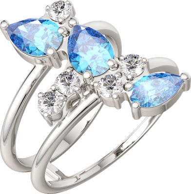 Кольцо из серебра ZORKA 0210210.BZ (р.17, с шпинелями синтетическими и аквамаринами)