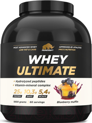 Протеин Prime Kraft Whey Ultimate Черничный маффин (1800г, банка)