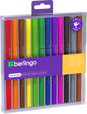 Фломастеры Berlingo Brush&Fineliner / BP_00112 (12цв)
