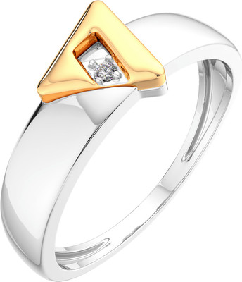 Кольцо из серебра ZORKA 02D0026.G14K.ZZ (р.17, с бриллиантом и золотой вставкой)