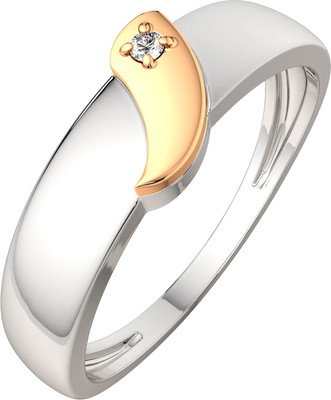 Кольцо из серебра ZORKA 02D0043.G14K (р.17, с бриллиантом и золотой вставкой)