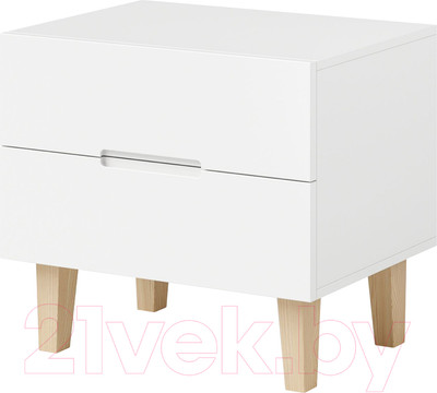 Прикроватная тумба Dipriz Чек 2 ящика / Д.2338.1 (береза/белый/лак)