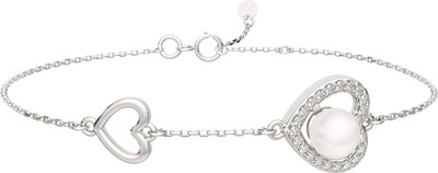 Браслет из серебра ZORKA 0640118 (18см, с жемчугом и фианитами)