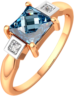 Кольцо из розового золота ZORKA 2D41178.14K.R (р.17, с бриллиантом и топазом)