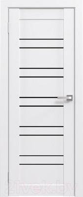 Дверь межкомнатная Юни Амати 25 80x200 (белая шагрень/стекло черное)