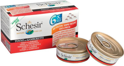 Влажный корм для кошек Schesir C&B с тунцом и креветкой (6x50г)