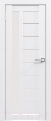 Дверь межкомнатная Юни Амати 04 80x200 (белая шагрень/стекло белое)