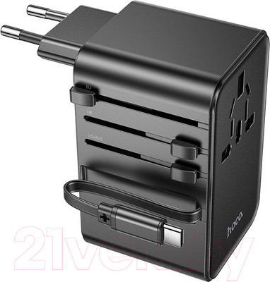 Зарядное устройство сетевое Hoco AC18 + кабель 1C2A (черный)