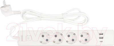 Удлинитель Power Cube PC-6-2М (1.9м, белый)