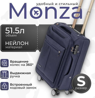 Чемодан на колесах MONZA 8038# (S, синий)