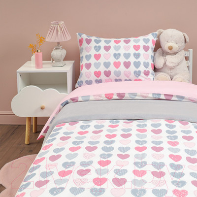 Комплект постельного белья Siberia Home Сердечки Детский / Сиб-Дет-8 (розовый)