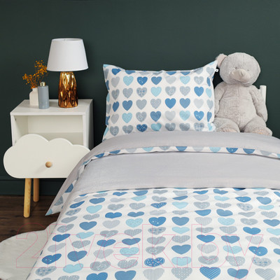 Комплект постельного белья Siberia Home Сердечки Детский / Сиб-Дет-9 (синий)