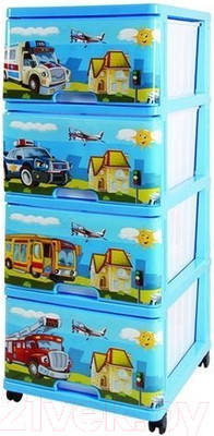 Комод пластиковый Dunya Машинки (синий)