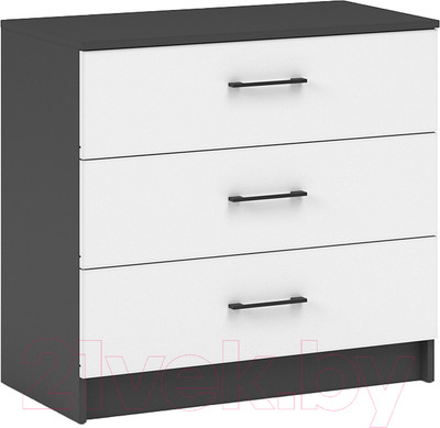 Комод Империал Чикаго 3 ящика (антрацит/белый)