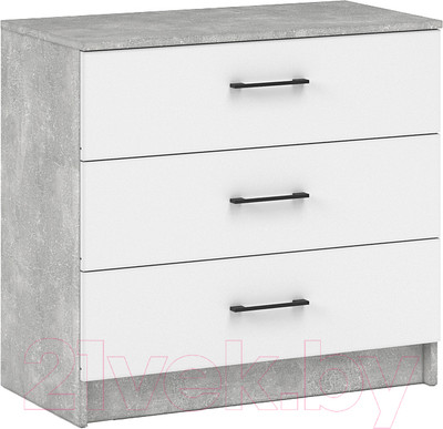 Комод Империал Чикаго 3 ящика (ателье светлый/белый)