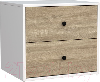 Прикроватная тумба Mio Tesoro Мини 2 ящика 2.07.03.050.11 (белый/сонома)