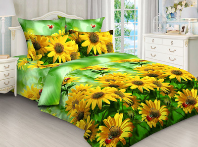 Комплект постельного белья Luxsonia Ромашки Бязь 1.5сп / ТрА4227-1/220(125) (желтый)