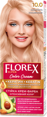 Крем-краска для волос Florex Super Кератин тон 10.0 шампань