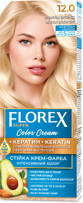 Крем-краска для волос Florex Super Кератин тон 12.0 ультра-блонд