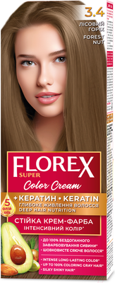 Крем-краска для волос Florex Super Кератин тон 3.4 лесной орех