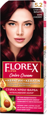 Крем-краска для волос Florex Super Кератин тон 5.2 спелая вишня