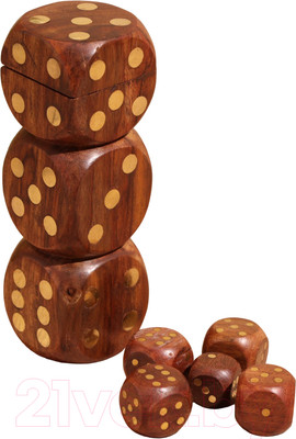 Набор кубиков для настольной игры Sima-Land В шкатулке / 9916827 (дерево шишам)