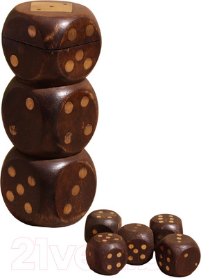 Набор кубиков для настольной игры Sima-Land В шкатулке / 9916828 (дерево шишам)