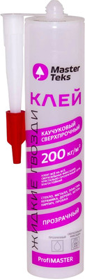 Жидкие гвозди MasterTeks ProfiMaster каучуковый 200кг/м2 сверхпрочный (300г, прозрачный)