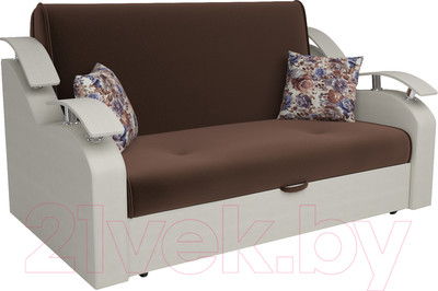 Диван Mebel-Ars Шарк №3 (рогожка коричневый/экокожа белый)