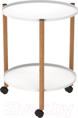 Сервировочный столик Sheffilton SHT-CT62 (белый муар/светлый орех)