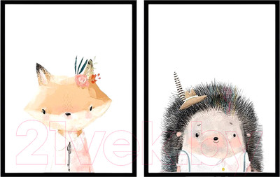 Картины Мирам Животные. Ежик и Лисичка / 240501599 (2шт, 40x50)