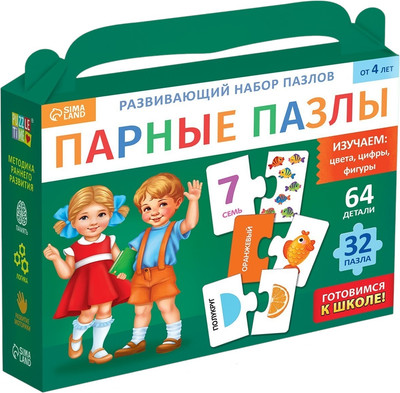 Развивающая игра Puzzle Time Цифры, фигуры и цвета / 10178925 (64эл)