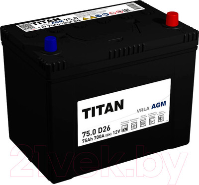 Автомобильный аккумулятор TITAN AGM D26 700A R+ (75 А/ч)