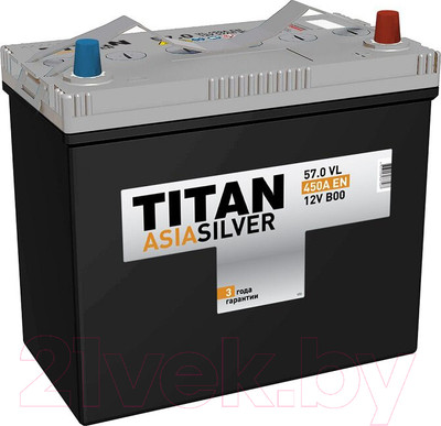 Автомобильный аккумулятор TITAN Asia Silver B00 450A R+ (57 А/ч)