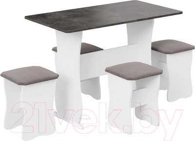 Обеденная группа ТриЯ Тип 1 МФ-101.006 (белый/ателье темный/иск. замша Stone)