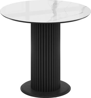 Обеденный стол ТриЯ Айрис тип 1 (черный муар/стекло глянцевое белый мрамор)