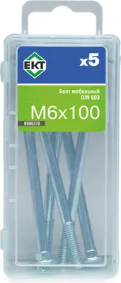 Болт ЕКТ Мебельный 6х100 DIN 603 / B006378 (5шт)