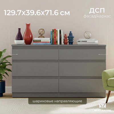 Комод Mio Tesoro Кастор 6 ящиков 2.03.02.080.4 (серый)