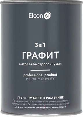 Грунт-эмаль Elcon По ржавчине 3в1 (800г, матовый графит)