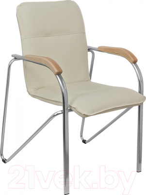 Стул офисный AksHome Samba (Pegasso крем/подлокотники дерево светлое)