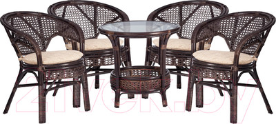 Комплект садовой мебели Tetchair Pelangi 02/15 4 кресла с подушками (грецкий орех)