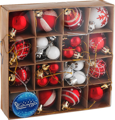 Набор шаров новогодних Волшебная страна Зимняя рябина / 108569 (36шт)