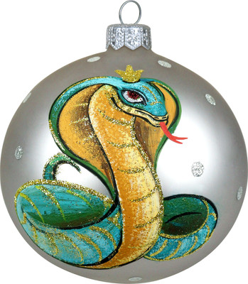 Шар новогодний Декарт Королева змея 8Ш0109 (10см, серебристый)