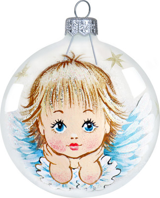 Шар новогодний Декарт Рождественский ангелочек 8Ш0098 (8см, серебристый)