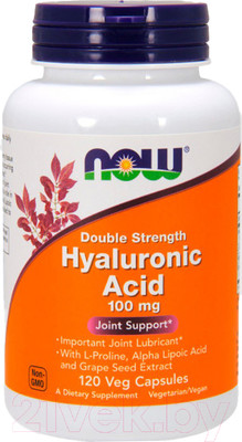 Комплексная пищевая добавка NOW Двойная сила гиалуроновой кислоты 100мг (120 капсул)