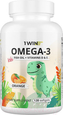 Мультивитаминный комплекс 1WIN Детский Омега 3 с витамином D и E (120 капсул, апельсин)