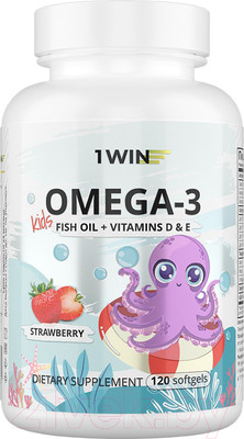Мультивитаминный комплекс 1WIN Детский Омега 3 с витамином D и E (120 капсул, клубника)