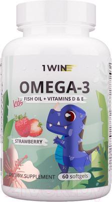 Мультивитаминный комплекс 1WIN Детский Омега 3 с витамином D и E (60 капсул, клубника)