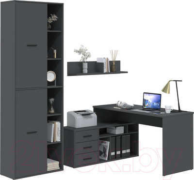 Комплект мебели для кабинета Интерлиния Skill-G(L) (антрацит/антрацит)